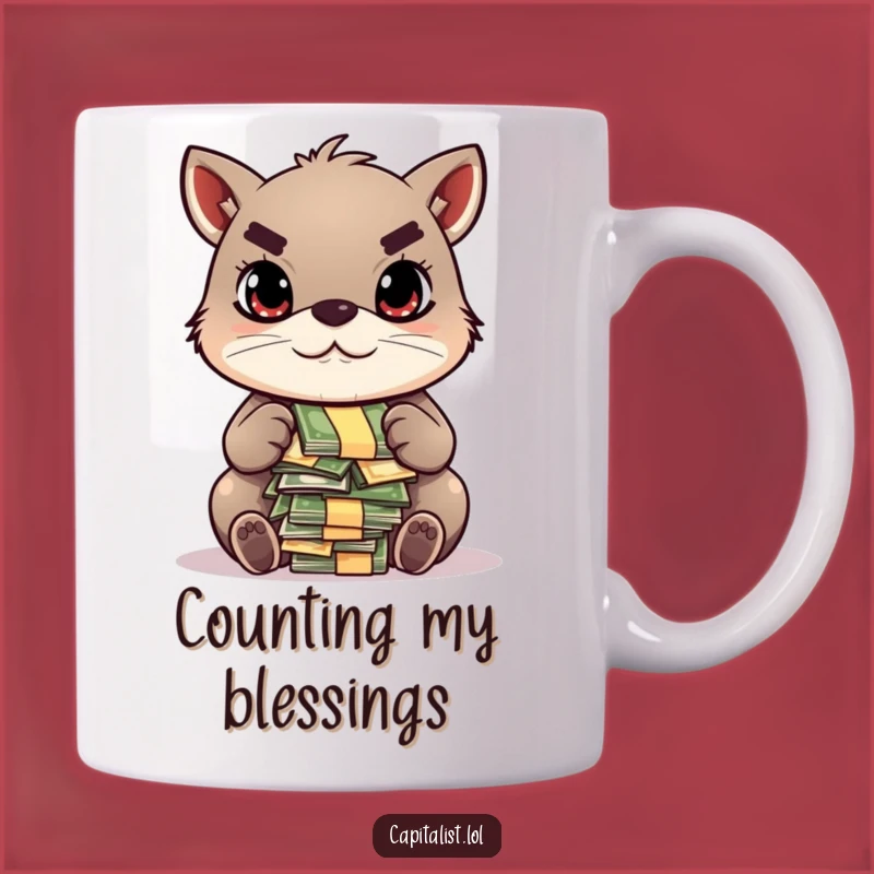 Funny Determined Animal Counting Bills Mug - Perfect Gift for the Savvy Money Manager!