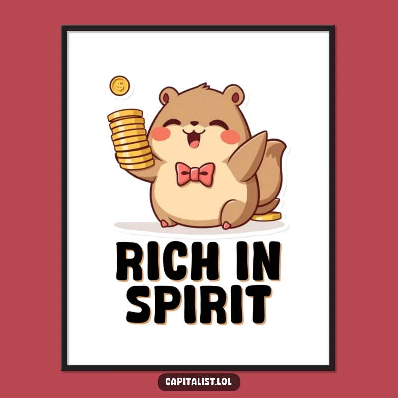 Funny Plump Animal Digital Print - Bowtie Mogul Art, Coin Decor Gift