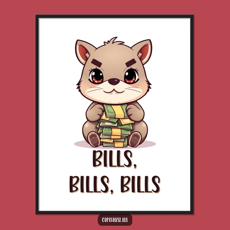 Funny Animal Counting Bills Poster - Motivational Wall Art & Hilarious Funny Gift!