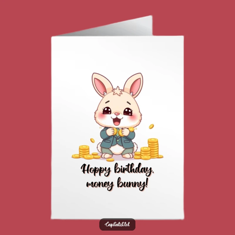 Funny Free Printable Birthday Card: Bunny Accountant Counting Cash - Downloadable Gift!