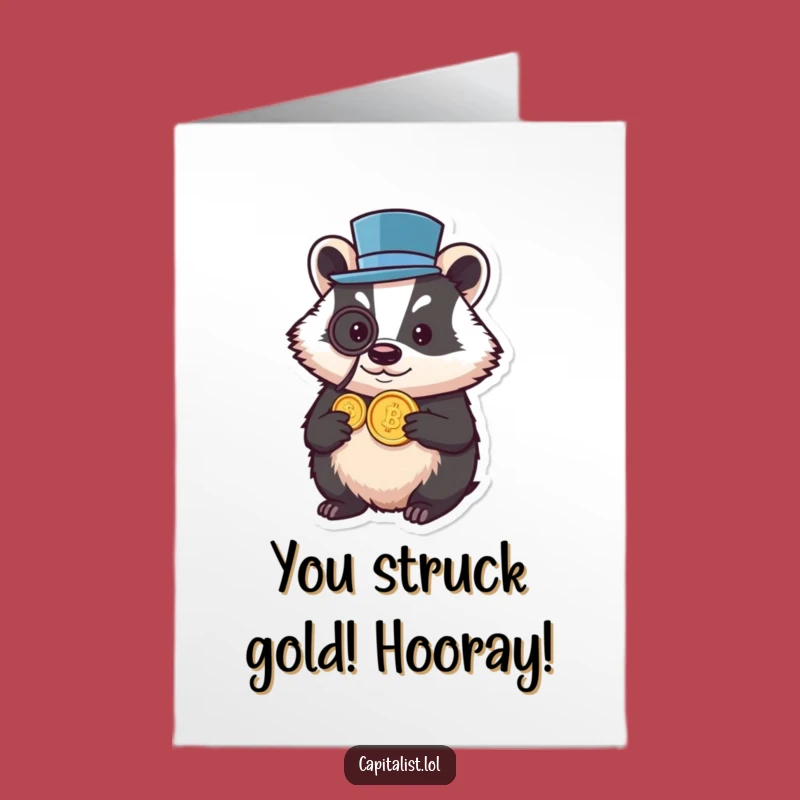 Free Printable Congrats Card: Badger's Fortunate Success Downloadable Gift