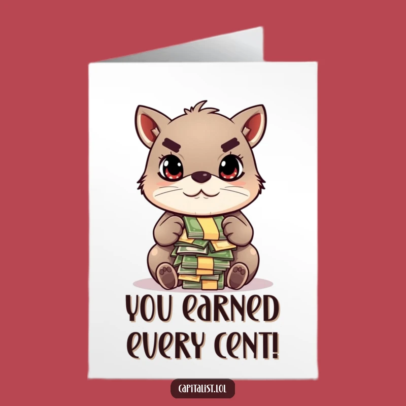 Free Printable Congrats Card: Money Counting Animal - Funny Downloadable Gift for Financial Success