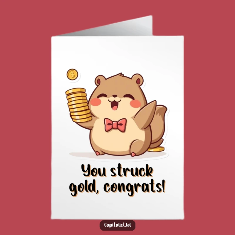 Free Printable Congrats Card: Lucky Animal's Wealthy Success - Downloadable