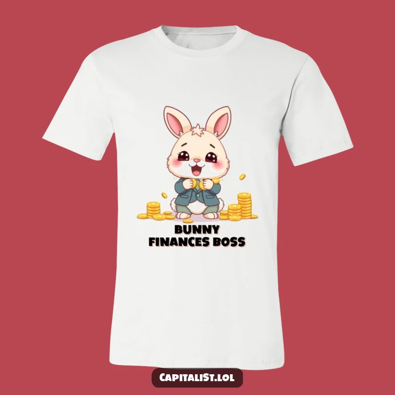Funny Bunny Banker T-Shirt: Fluffy Suit Counting Cash, Quirky Financial Apparel